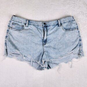 aerie Light Blue Distressed Denim Jean Shorts